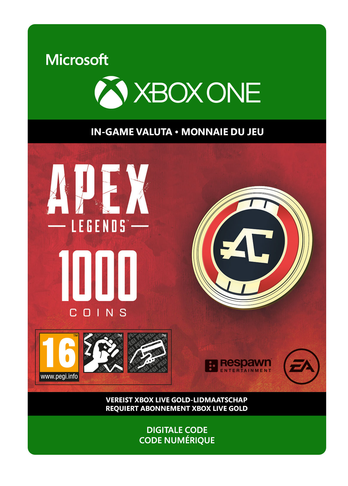 1000 Xbox Apex Legends Coins - Xbox One (direct digitaal geleverd) XboxLiveKaarten.nl