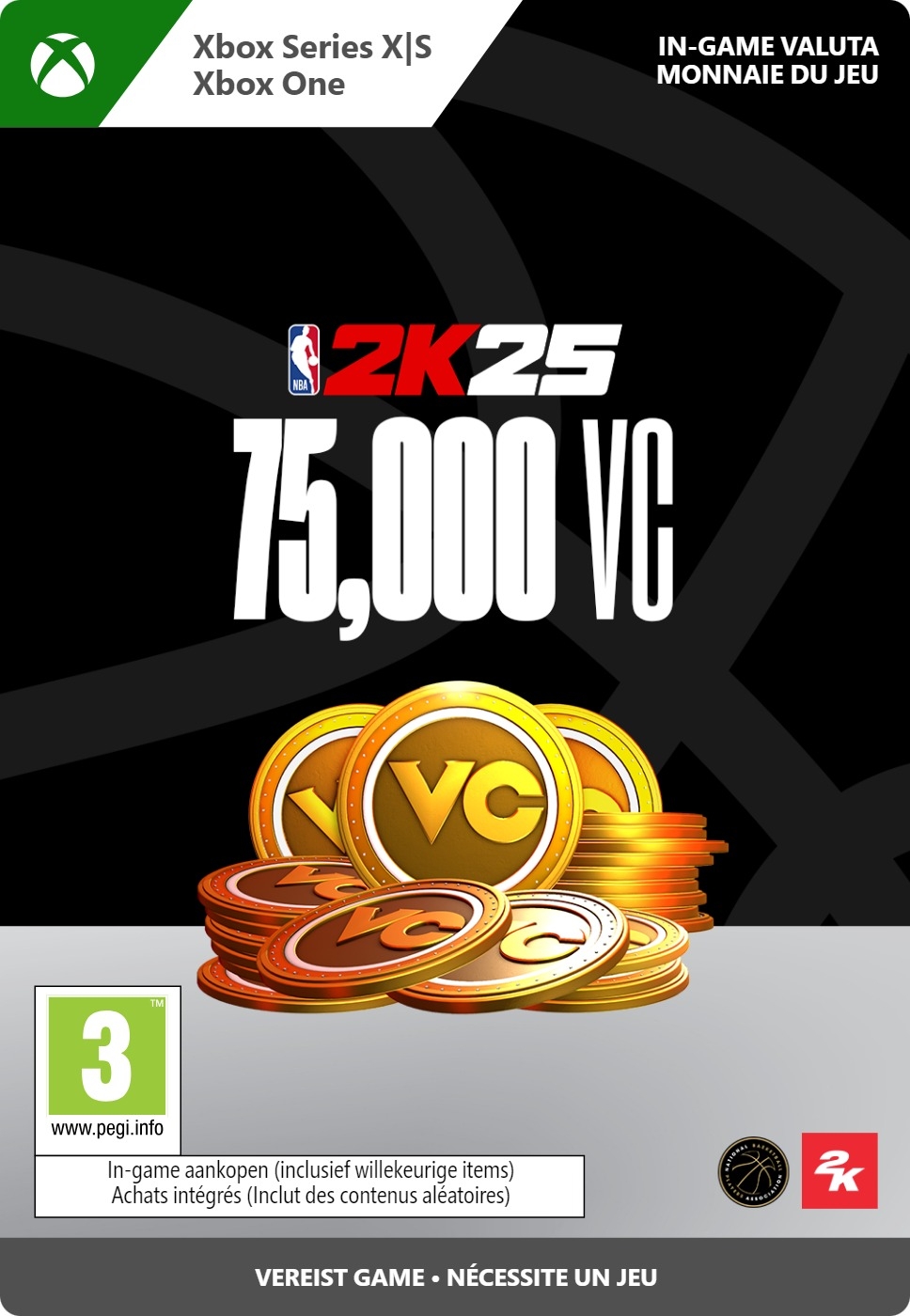 75.000 Xbox NBA 2K25 VC (direct digitaal geleverd) XboxLiveKaarten.nl